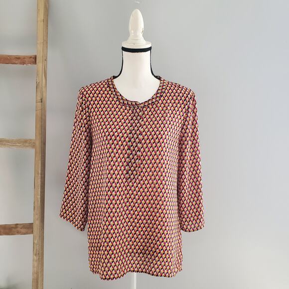Express Factory Women's Geometric Print Pullover Sheer Top Size M - Picture 1 of 8